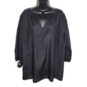 Dialogue Nwt black Stretch V-neck top blouse 3x